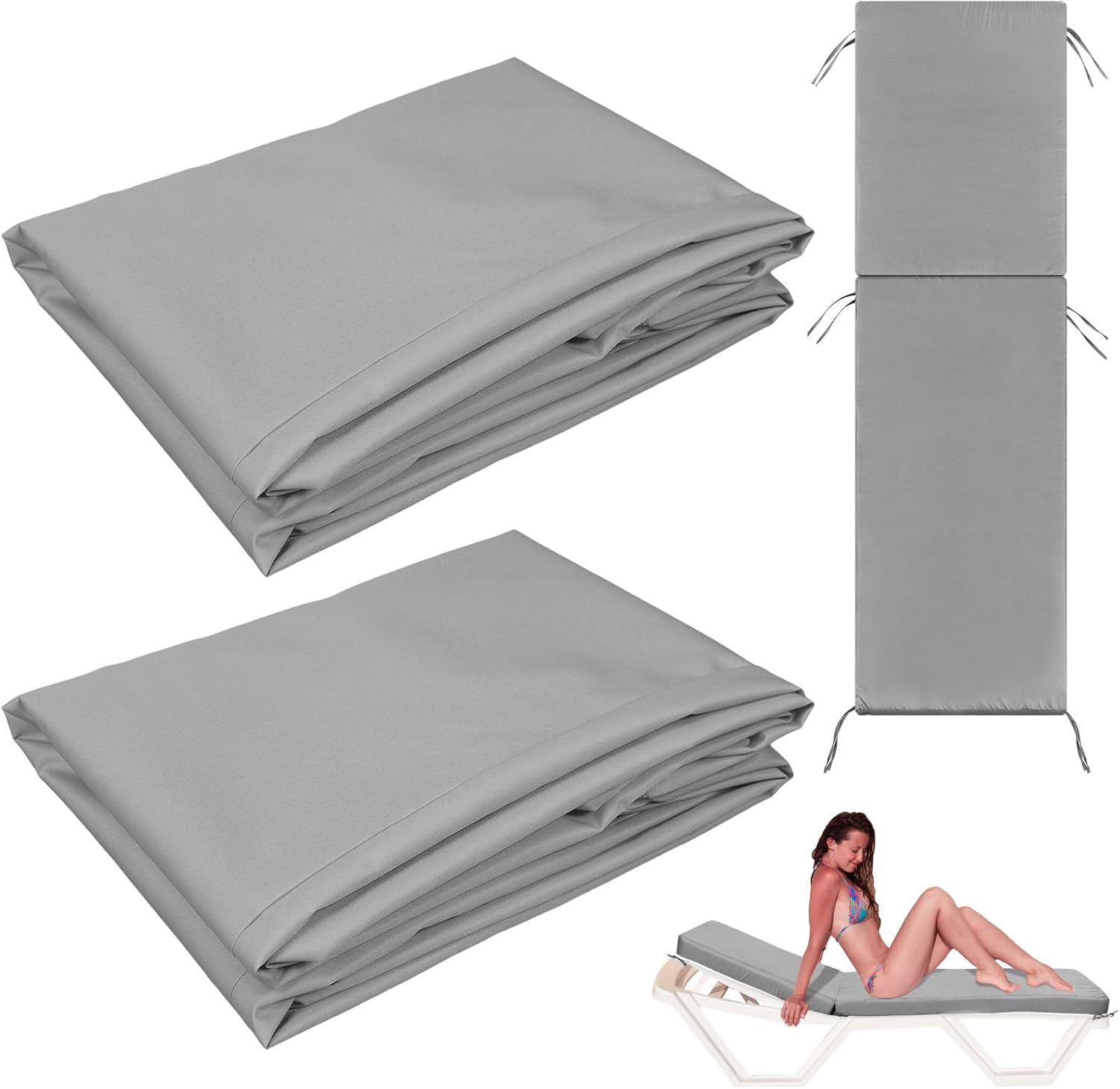 FuWeave 2 Pcs Waterproof Chaise Lounge Cushion Covers