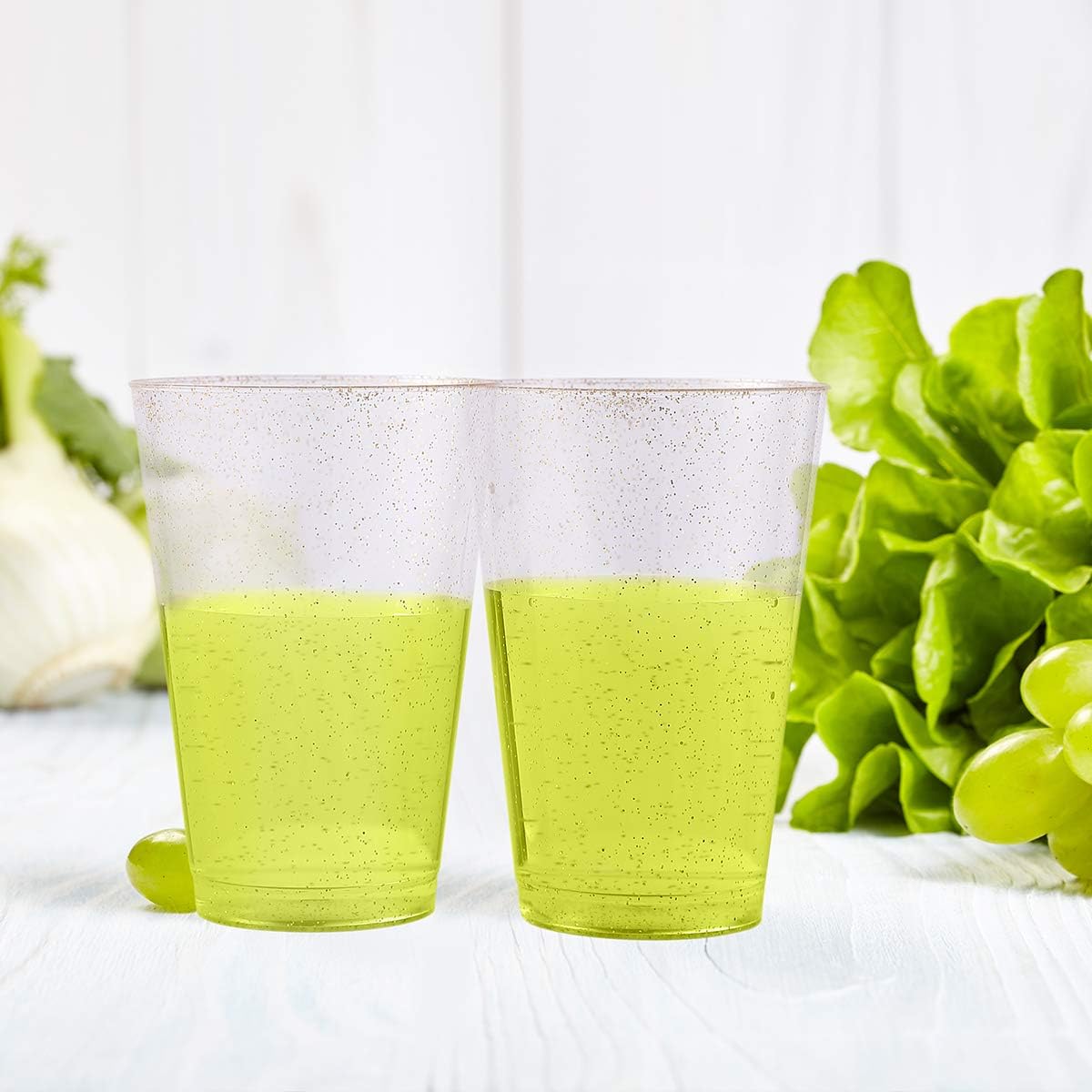 JOLLY CHEF 100 Pack 14 oz Gold Glitter Plastic Cups