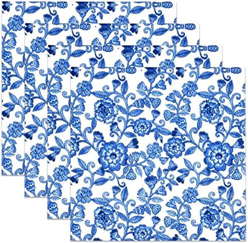 100 Blue Floral Cocktail Napkins for Spring Flower Events