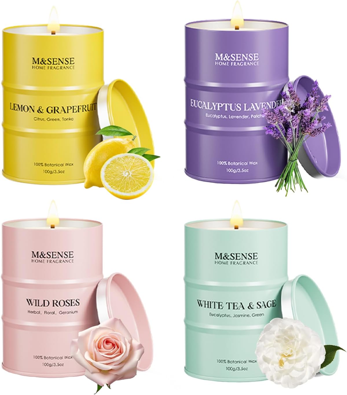MSENSE 4 Pack Soy Wax Candles with Fragrance
