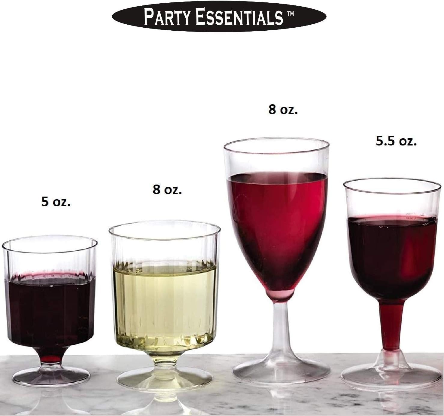 Party Essentials Hard Plastic Wine Glasses 55 Ounce Pack of 50