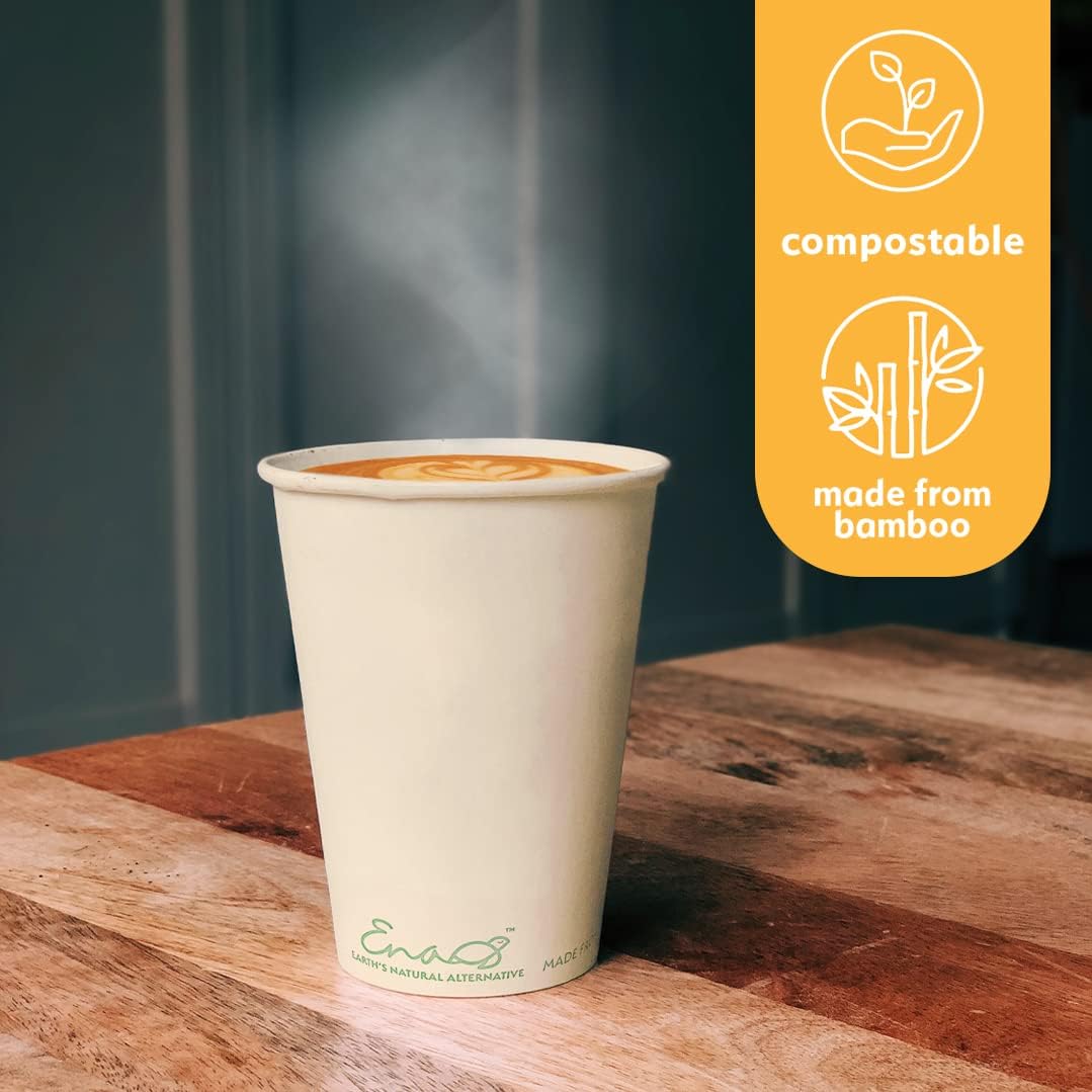 100 Compostable Bamboo Coffee Cups 80 Pack