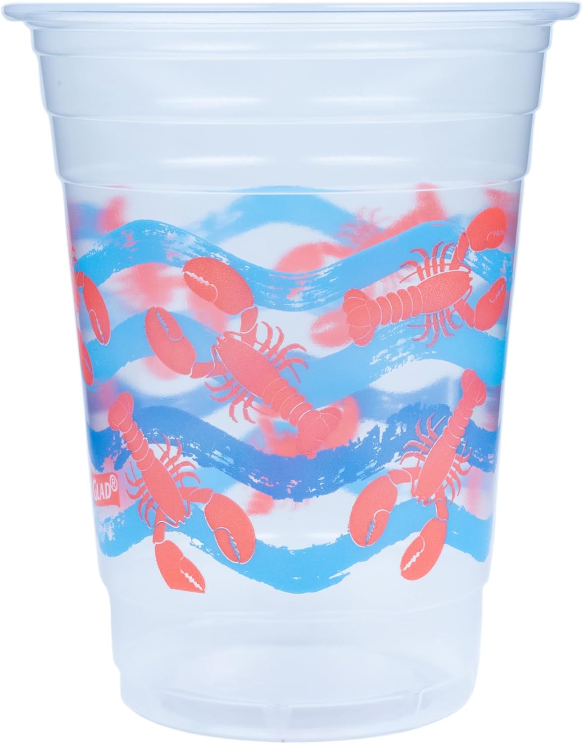 Glad Everyday Clear Plastic Cups with Lobster Waves Design 16 Oz 20 Count