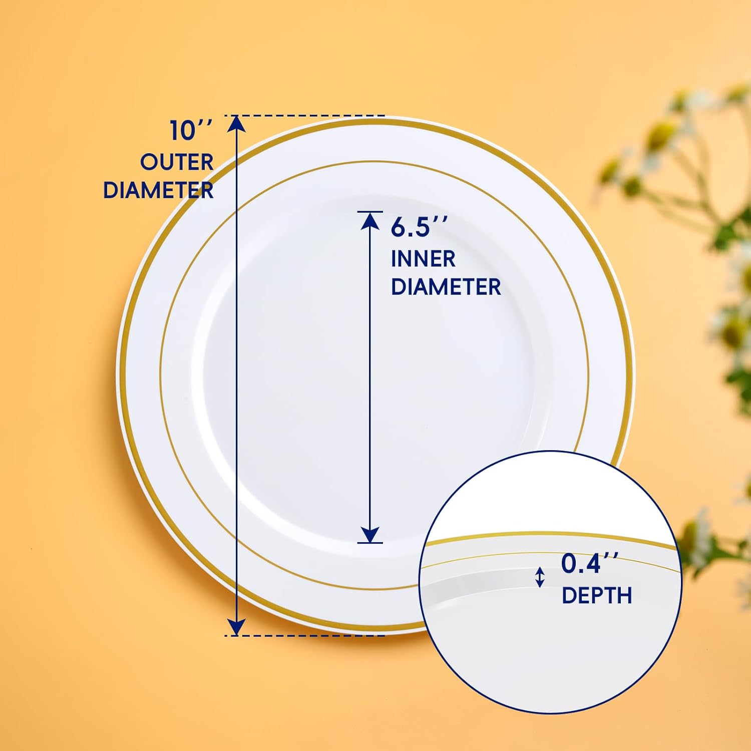 JOLLY CHEF 100-Piece Gold Plastic Plates 10 Inch