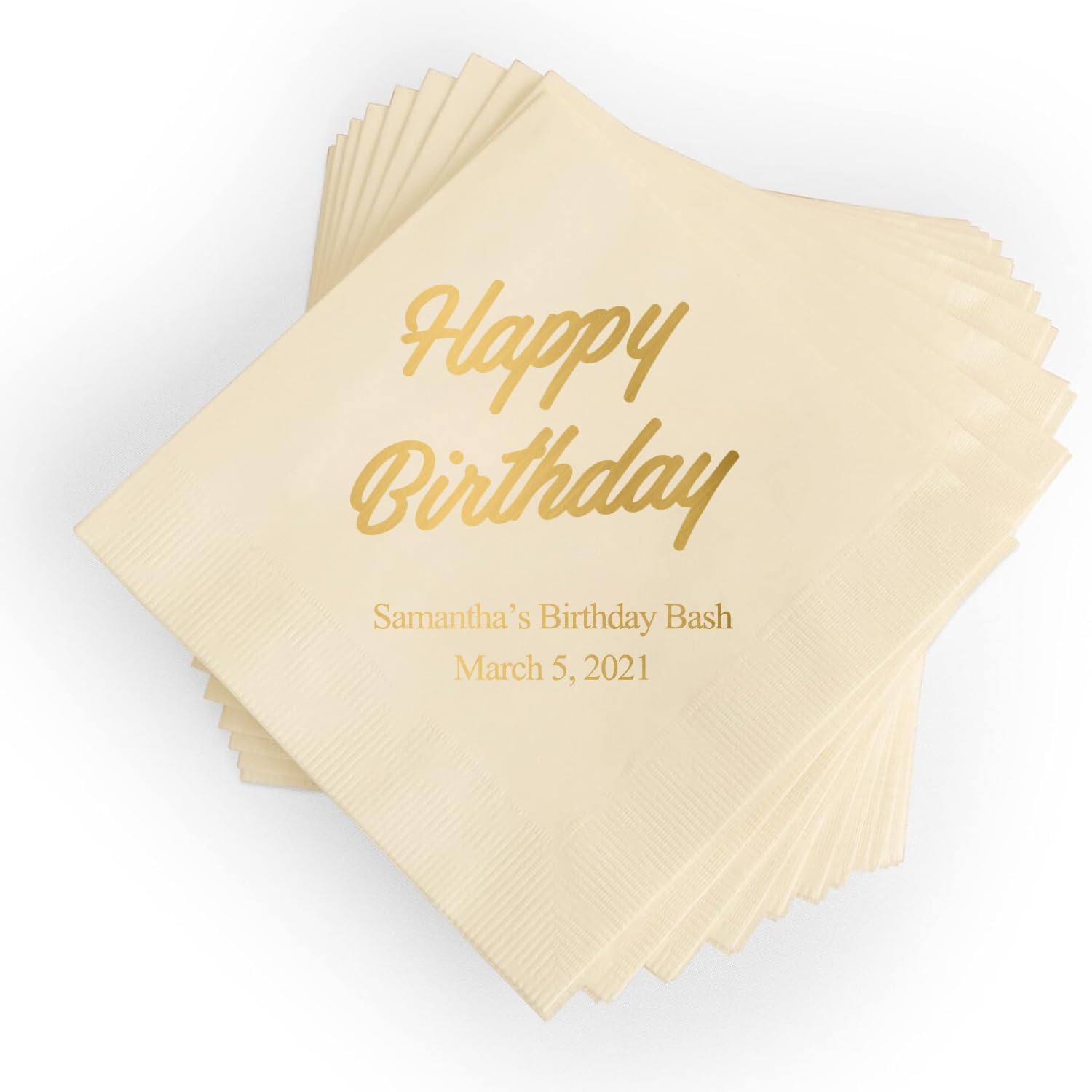 Weddingstar Personalized Cocktail Ivory Napkins 3-Ply 50 Pack