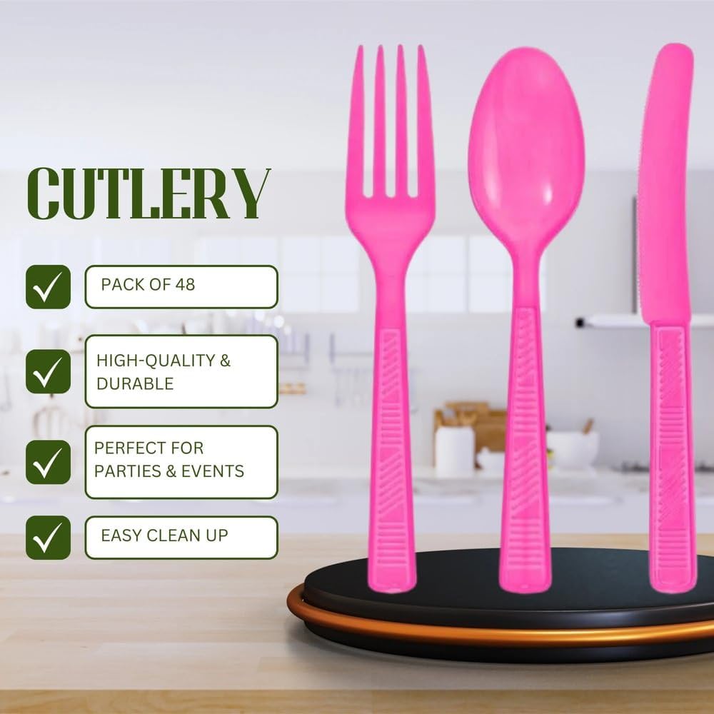 Party Dimensions Hot Pink Plastic Cutlery Set Pack of 48