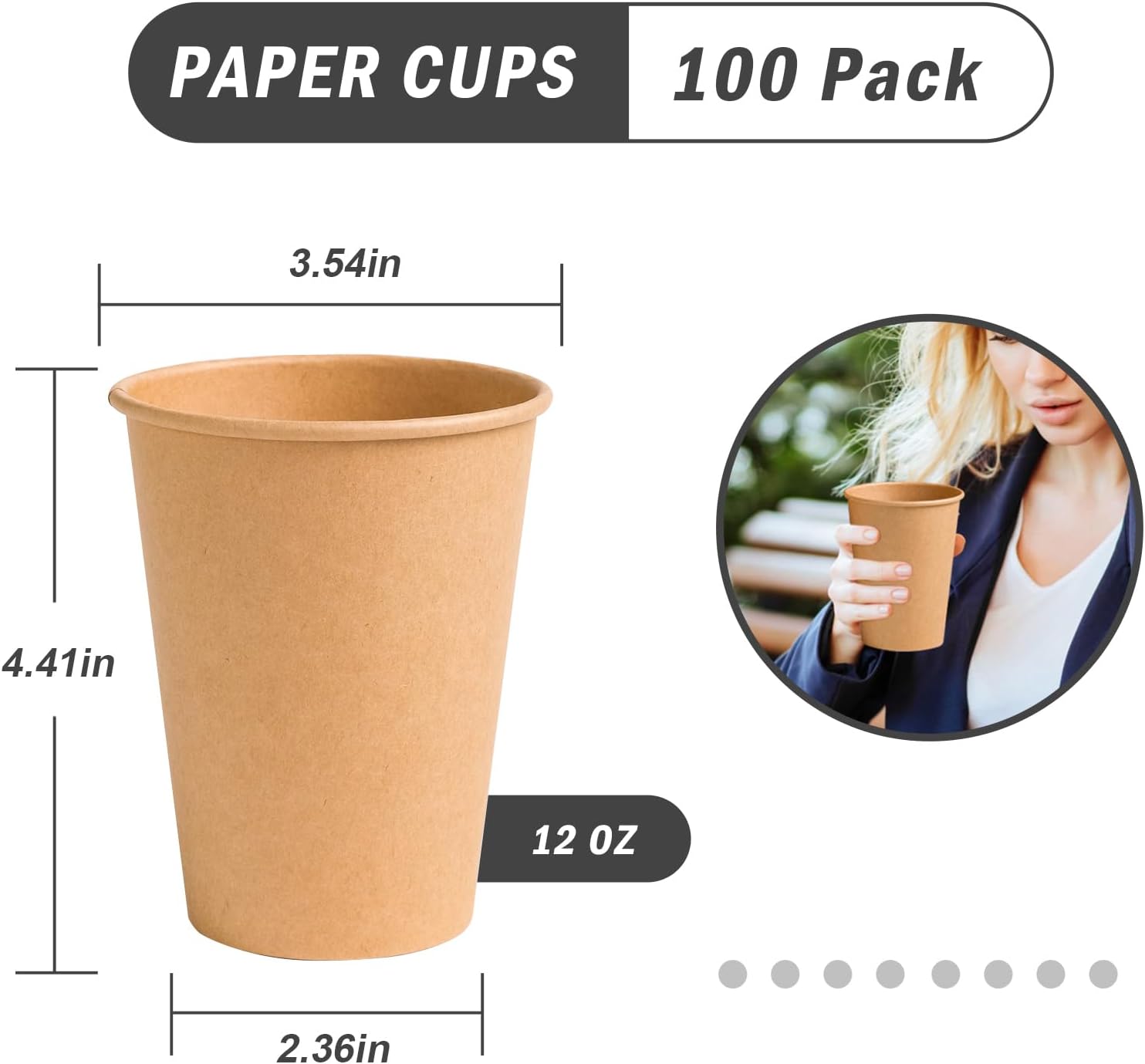 Lamosi 100 Count 12 oz Kraft Paper Cups