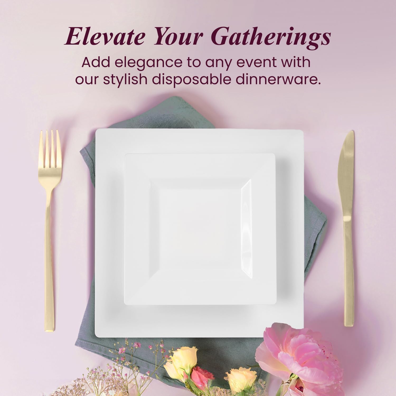 Ayas 60ct White Square Plastic Party Plates