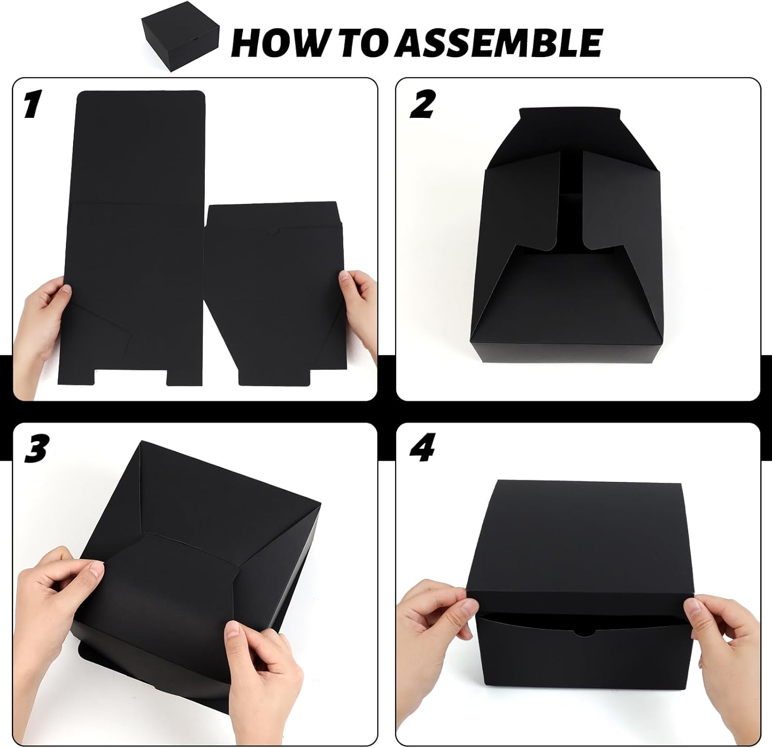YUEFANBOX Black Gift Boxes 10 Pack 8x8x4 Inches