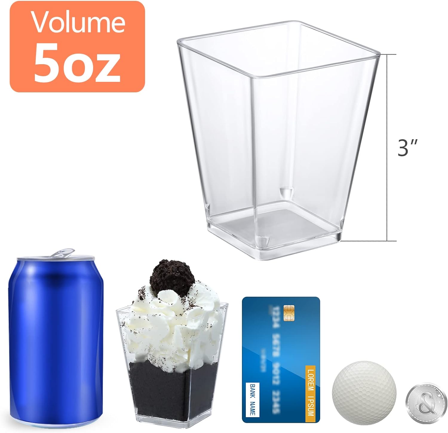 SHOPDAY 5 oz Plastic Dessert Cups 50 Pack with Spoons