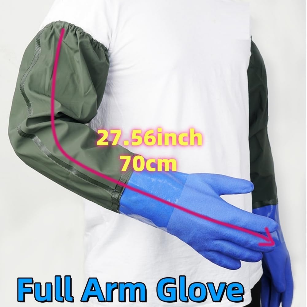 Qilerongrong Long Arm Waterproof Rubber Gloves for Household and Outdoor Use