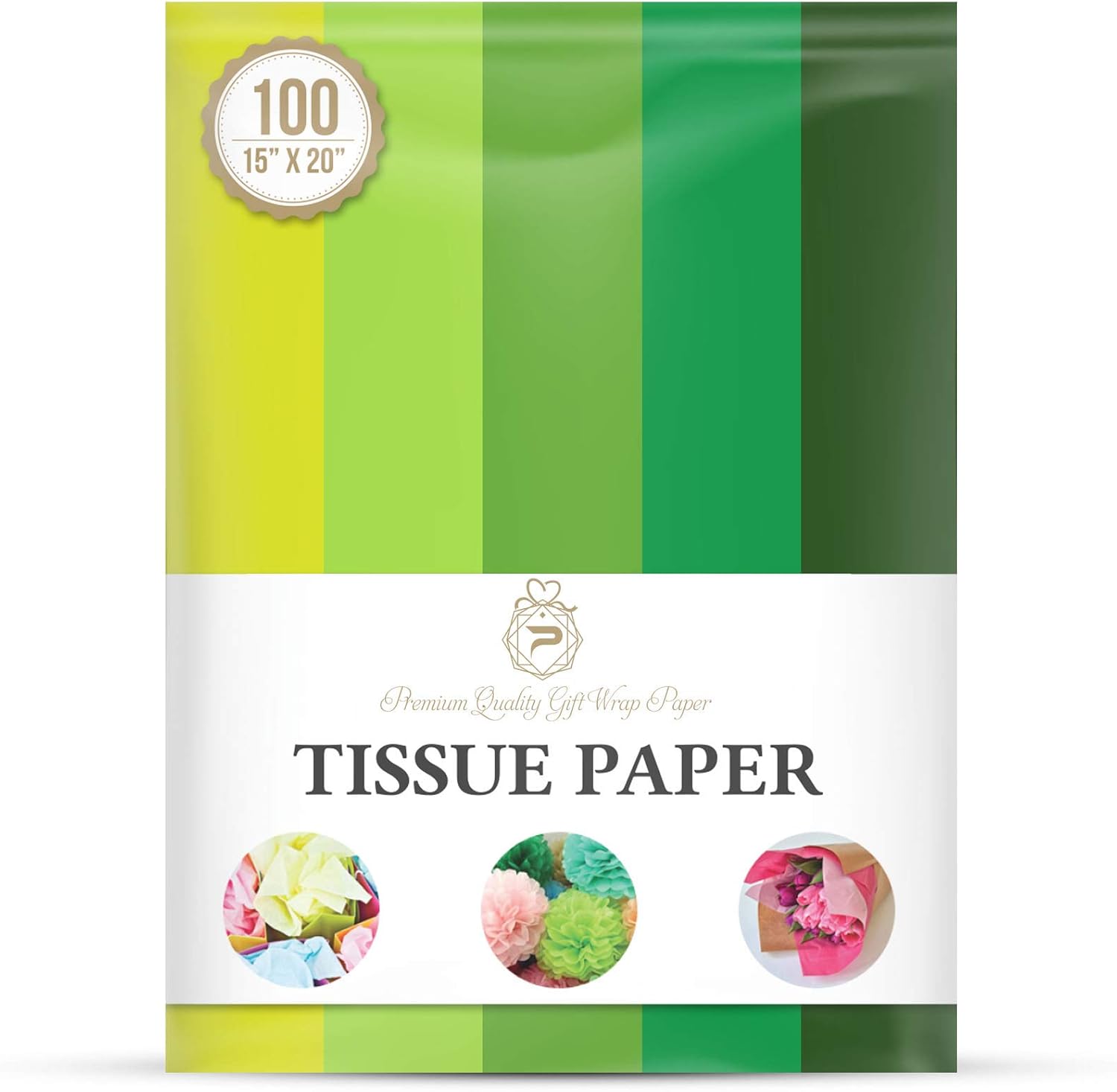 Green St Patricks Day Tissue Paper for Wrapping 100 Sheets 15x20