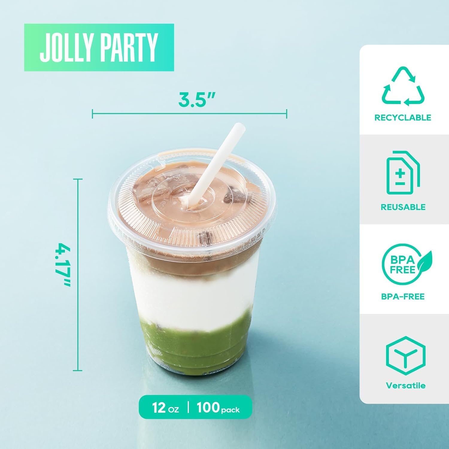 100 Pack 12 OZ Clear Plastic Cups for Parties