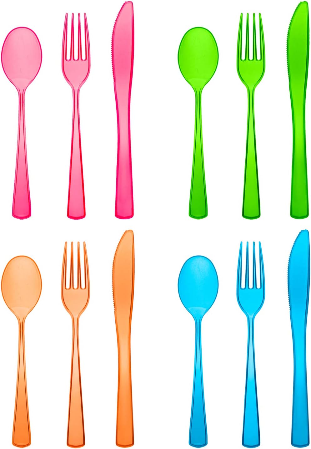 Party Essentials Heavy-Duty Neon Cutlery Combo Pack 288 Pieces