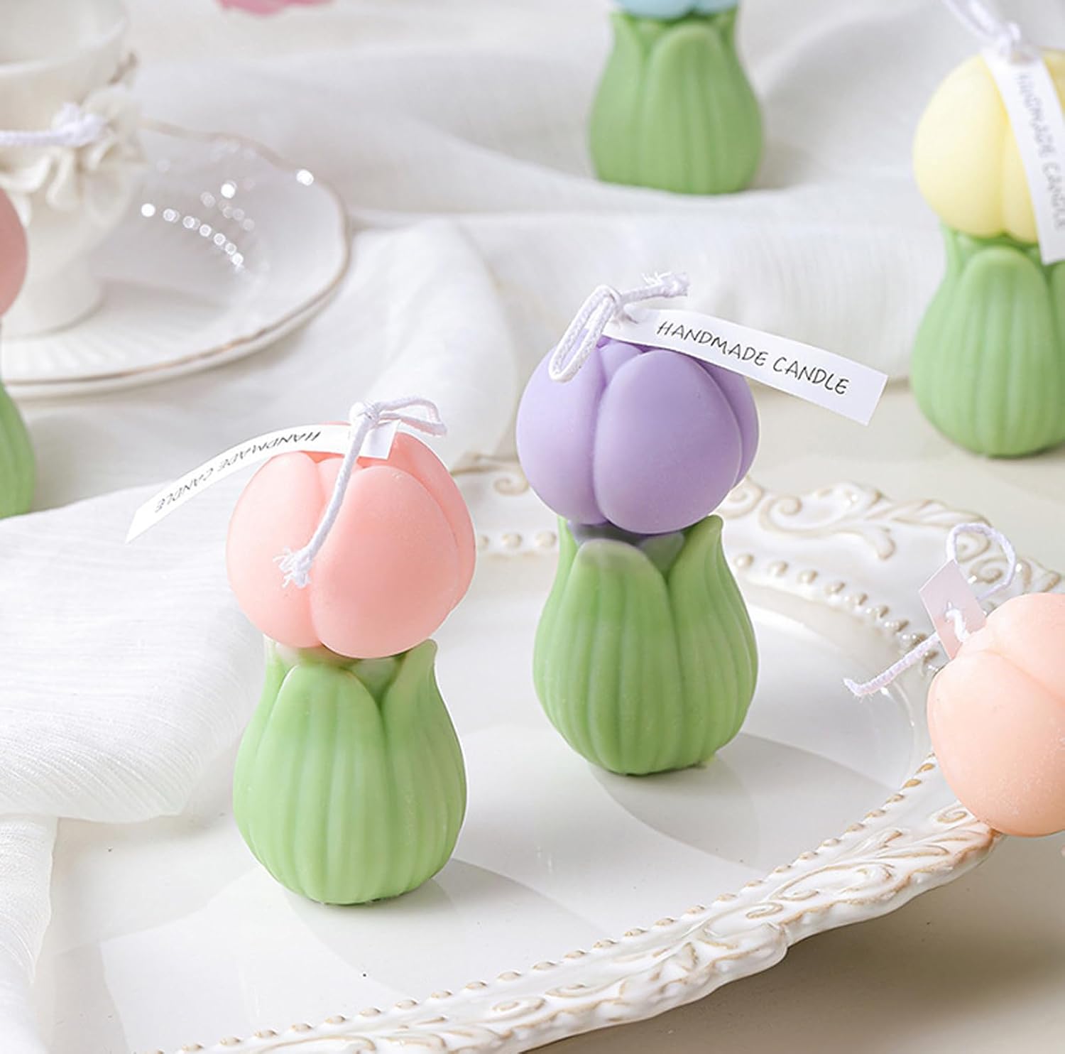 Tulip Flower Shaped Soy Wax Aromatherapy Candle Pink