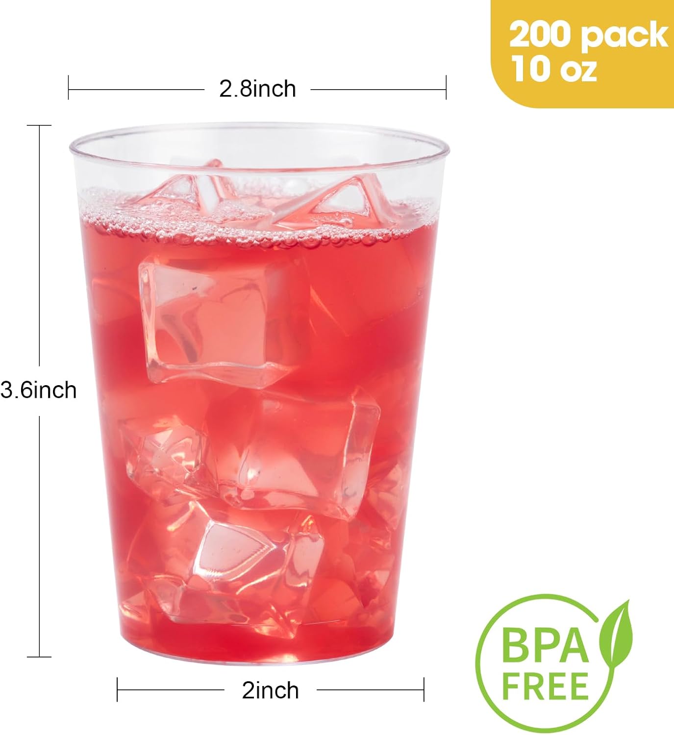 Goodluck 200PCS 10oz Clear Plastic Cups for Parties