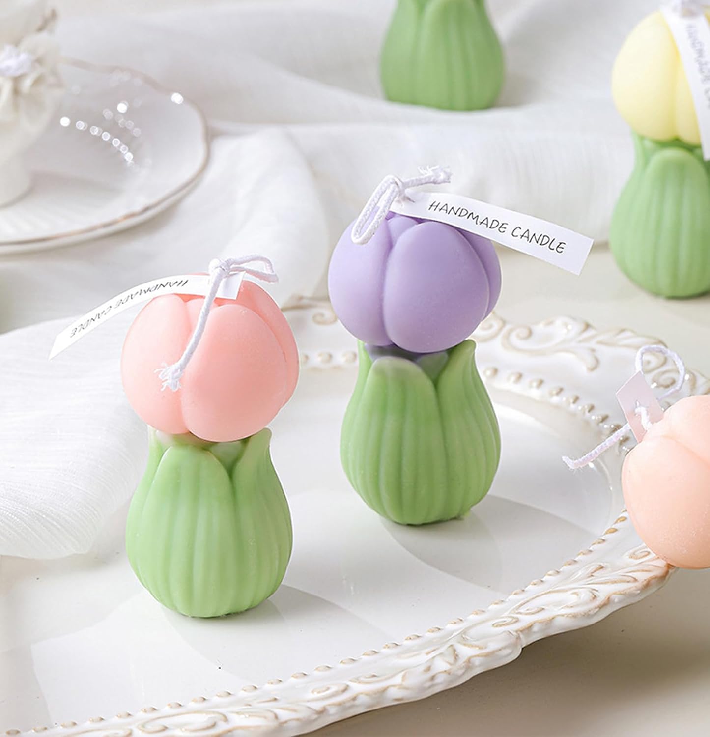 Tulip Flower Shaped Soy Wax Aromatherapy Candle Pink