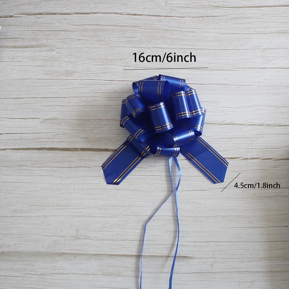 6 Inch Pull Bows for Gift Wrapping 6pcs Dark Blue
