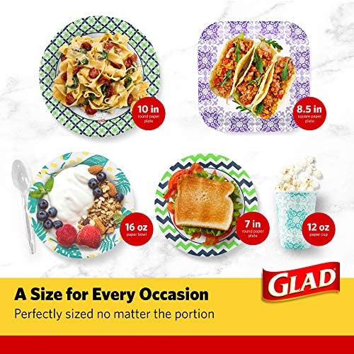 Glad Square Disposable Paper Plates 85 Inch 50 Count