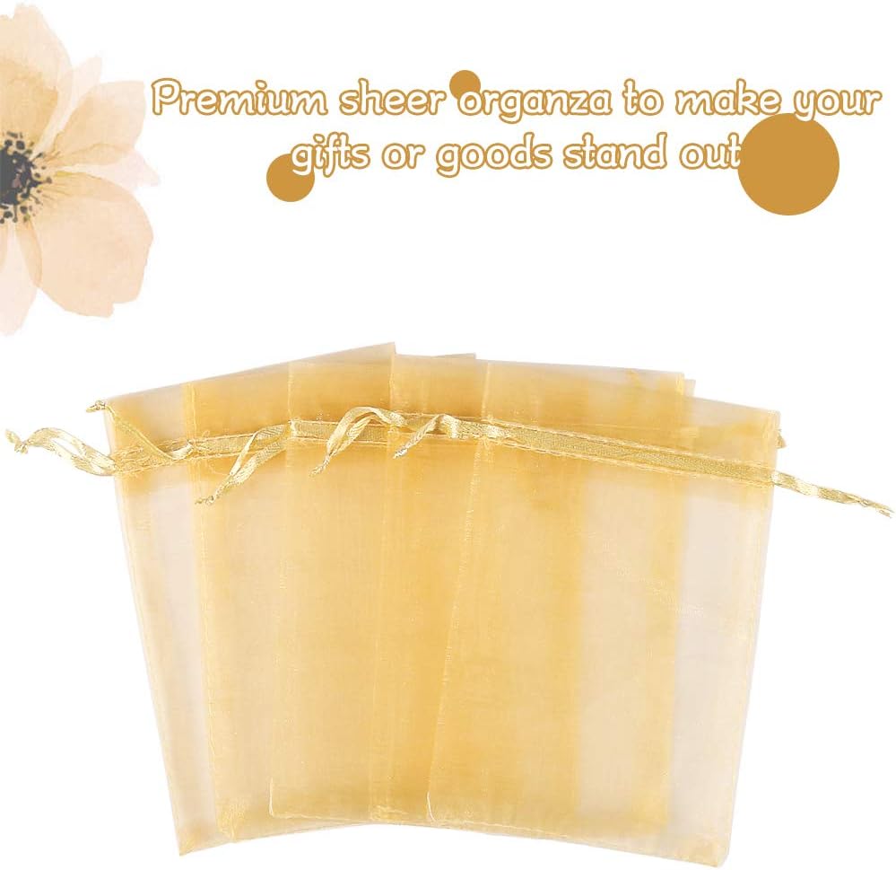 HRX Package 100pcs Gold Organza Gift Bags