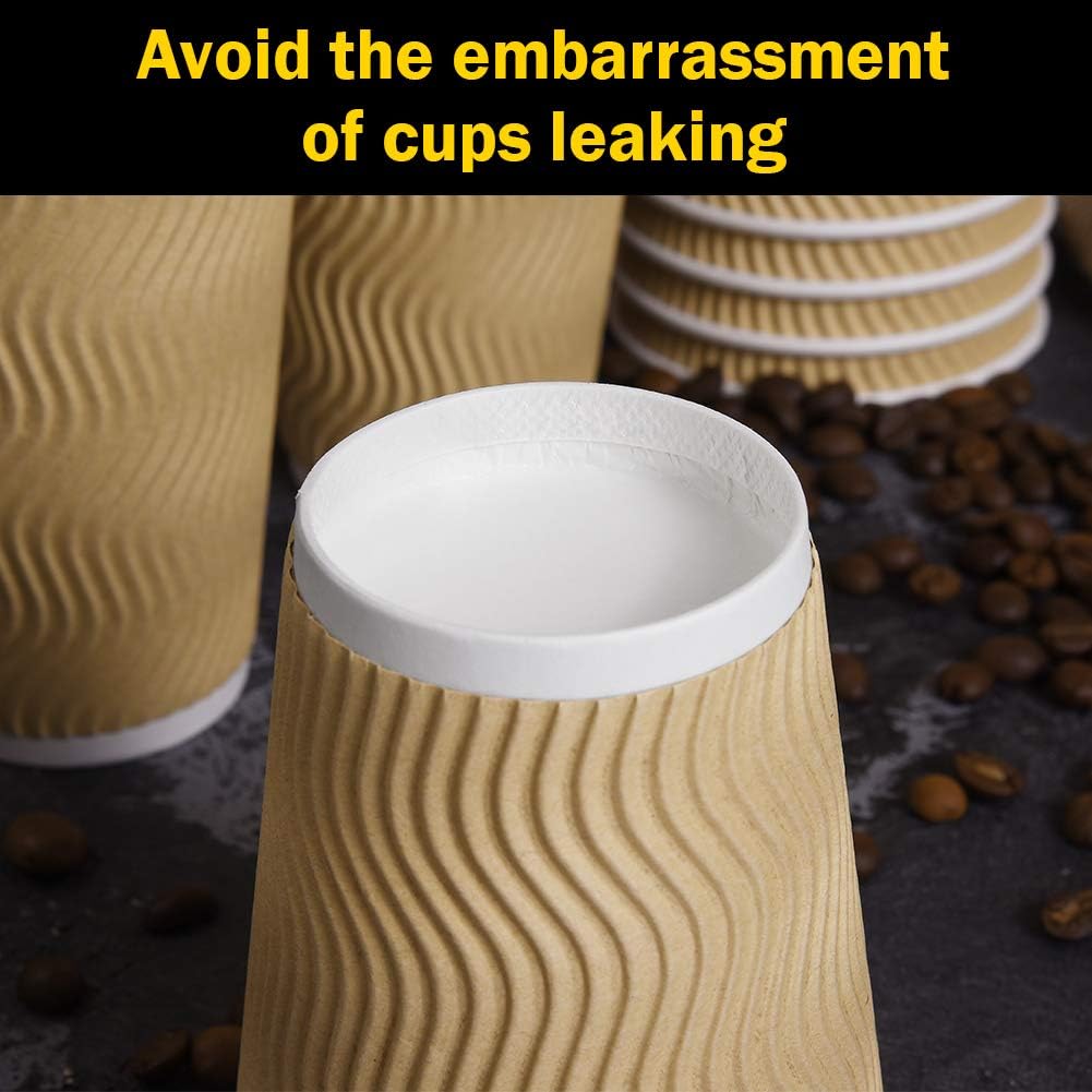 Disposable Paper Coffee Cups with Lids 100 Pack 12 Oz