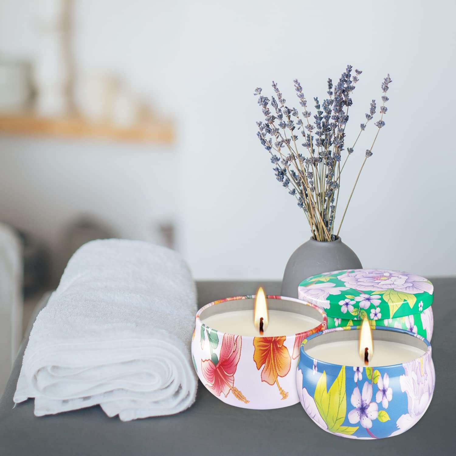16 Pack 25oz Ladies Scented Candle Flower Set