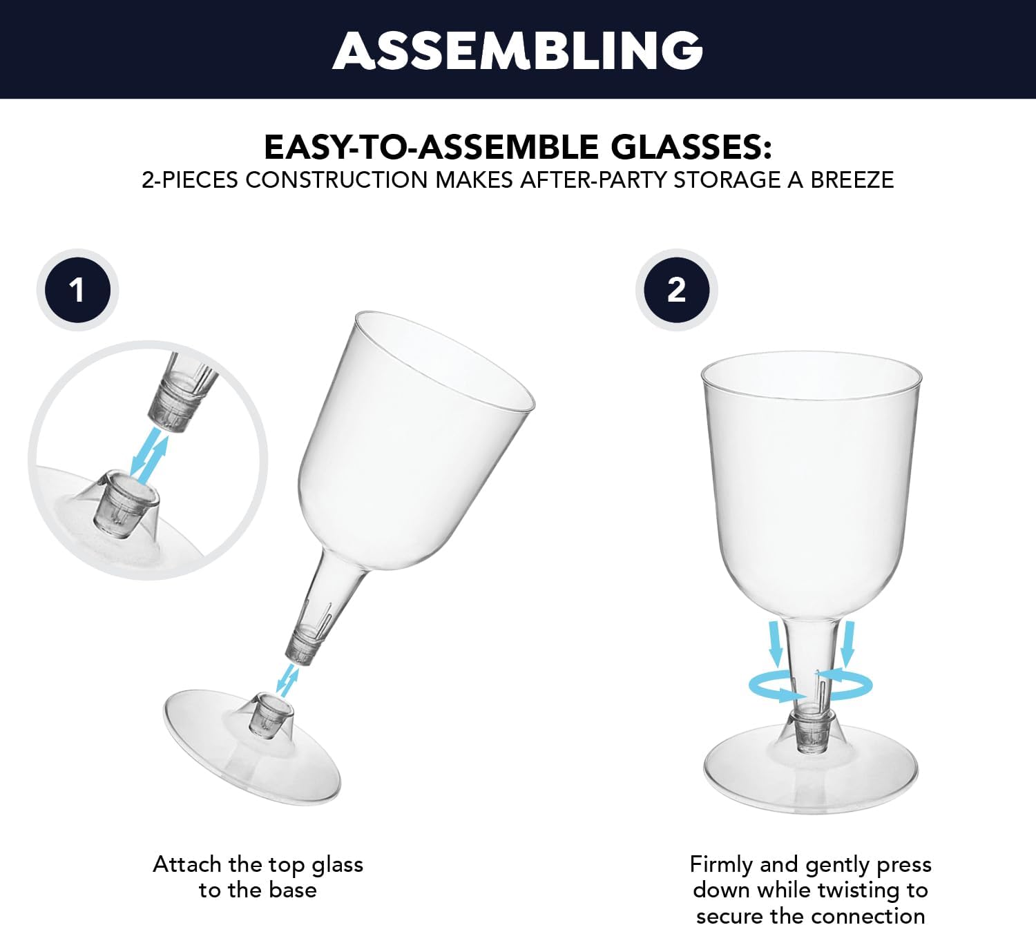 Party Essentials Hard Plastic Wine Glasses 55 Ounce Pack of 50