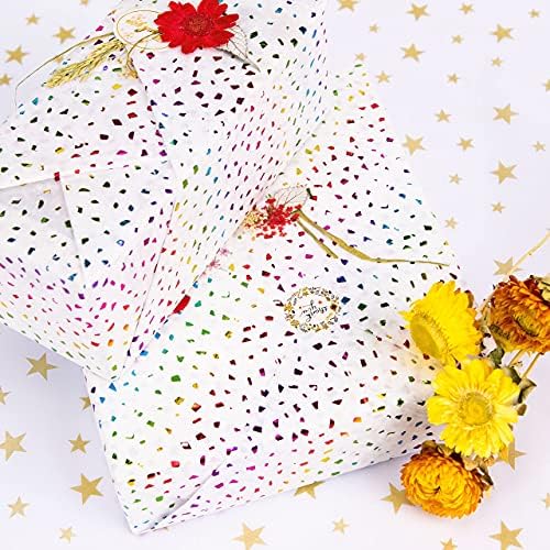 MR FIVE 25 Sheets Rainbow Glitter Tissue Paper for Gift Wrapping