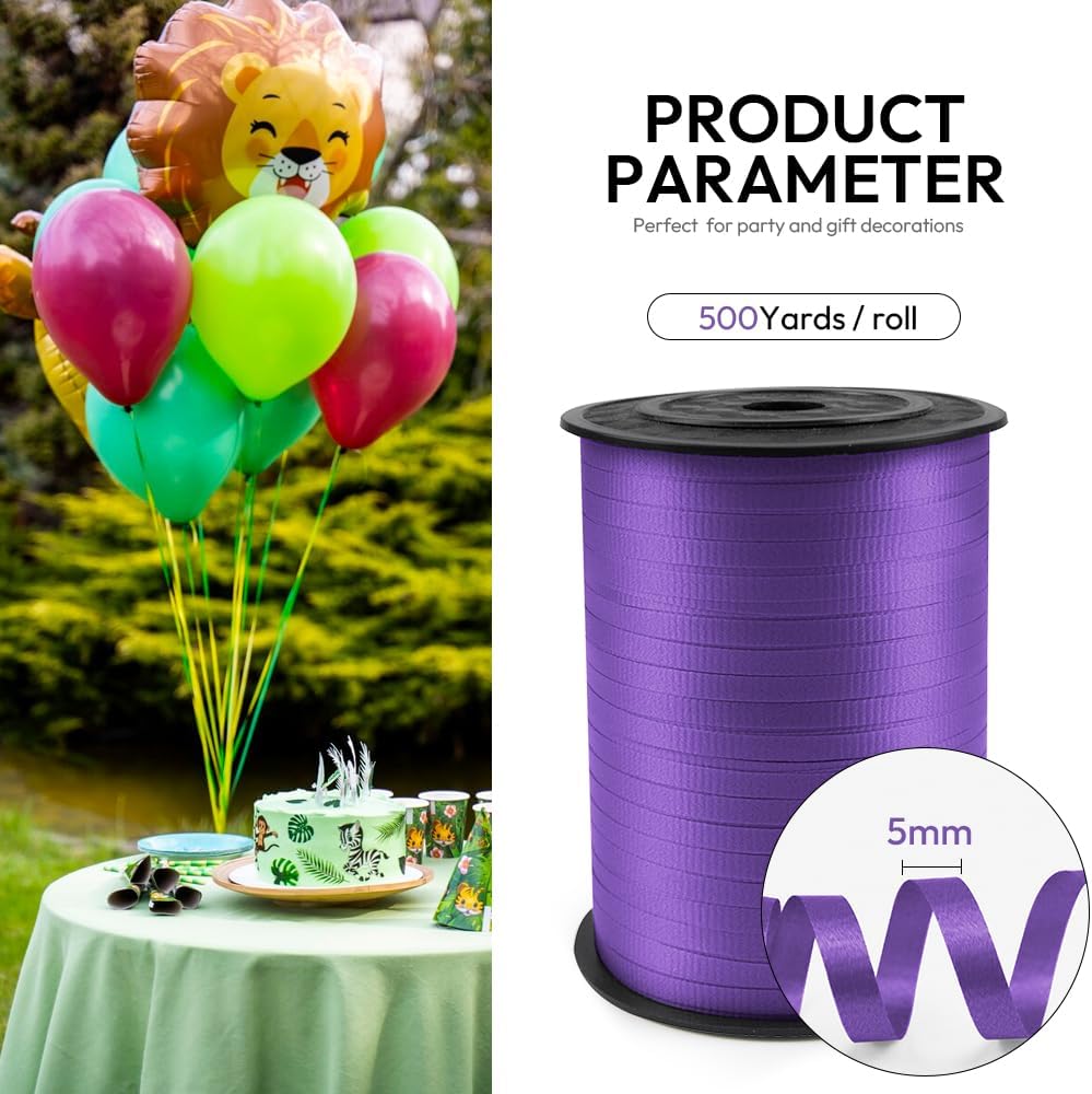 500 Yards Purple Crimped Curling Ribbon with Spool