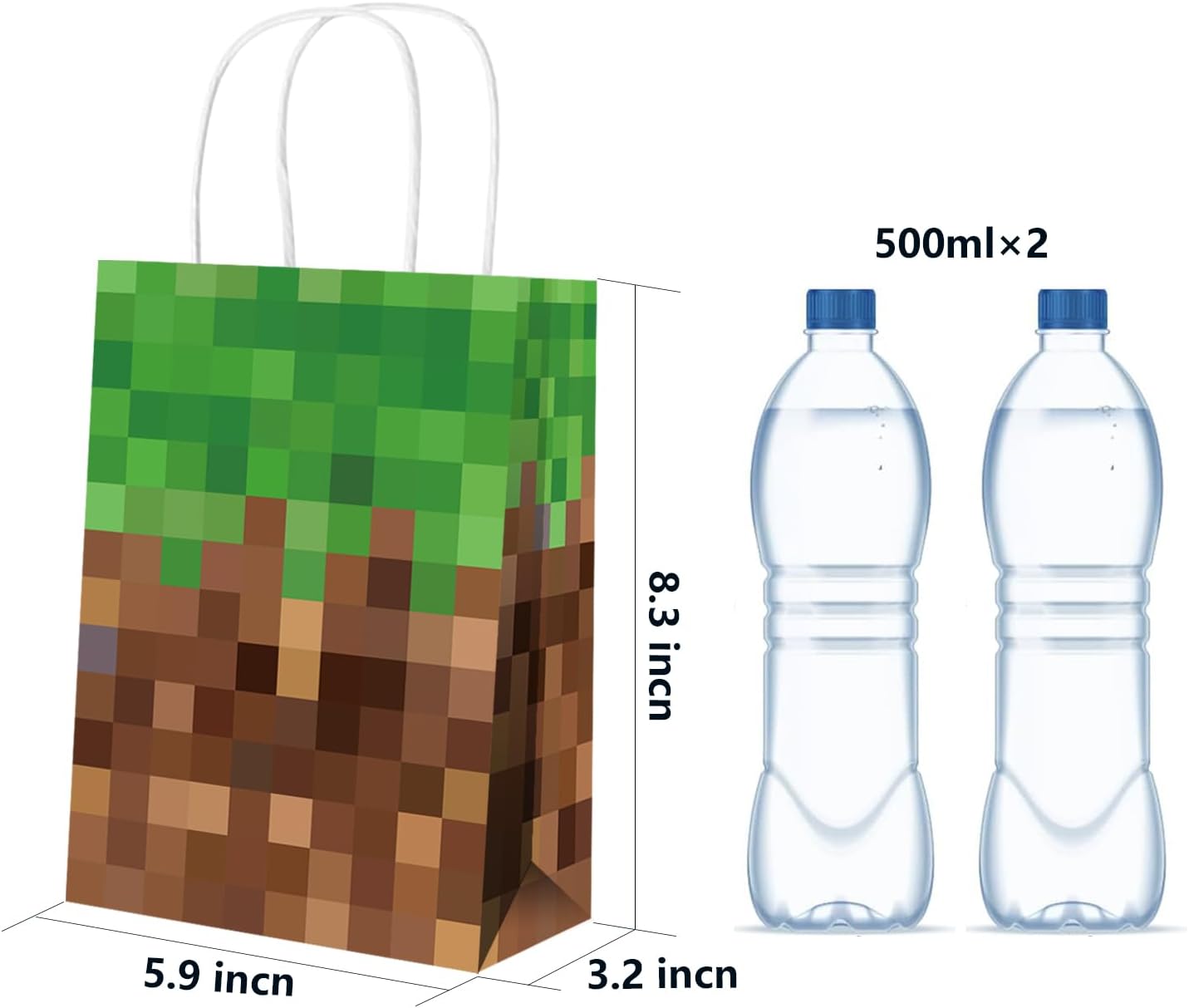 Pixel Party Favors Bags 16pcs - Game Theme Gift Bags with Handles