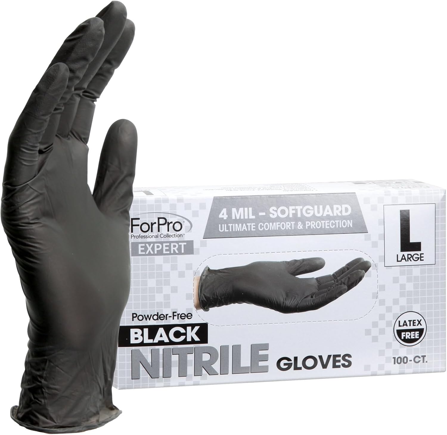 ForPro Expert SoftGuard Nitrile Gloves 4 Mil Large 100 Count