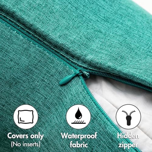 EMEMA 2 Pack Waterproof Outdoor Throw Pillow Covers 12x20 Inch Turquoise