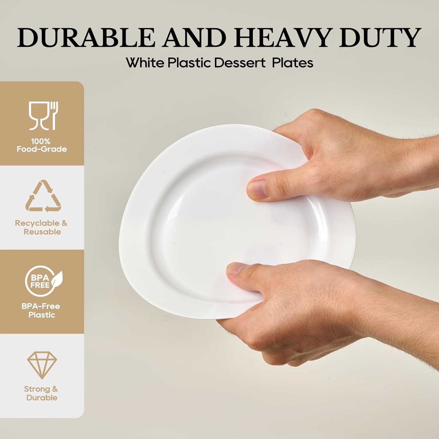 FOCUSLINE 100 Count White 7 Inch Plastic Plates