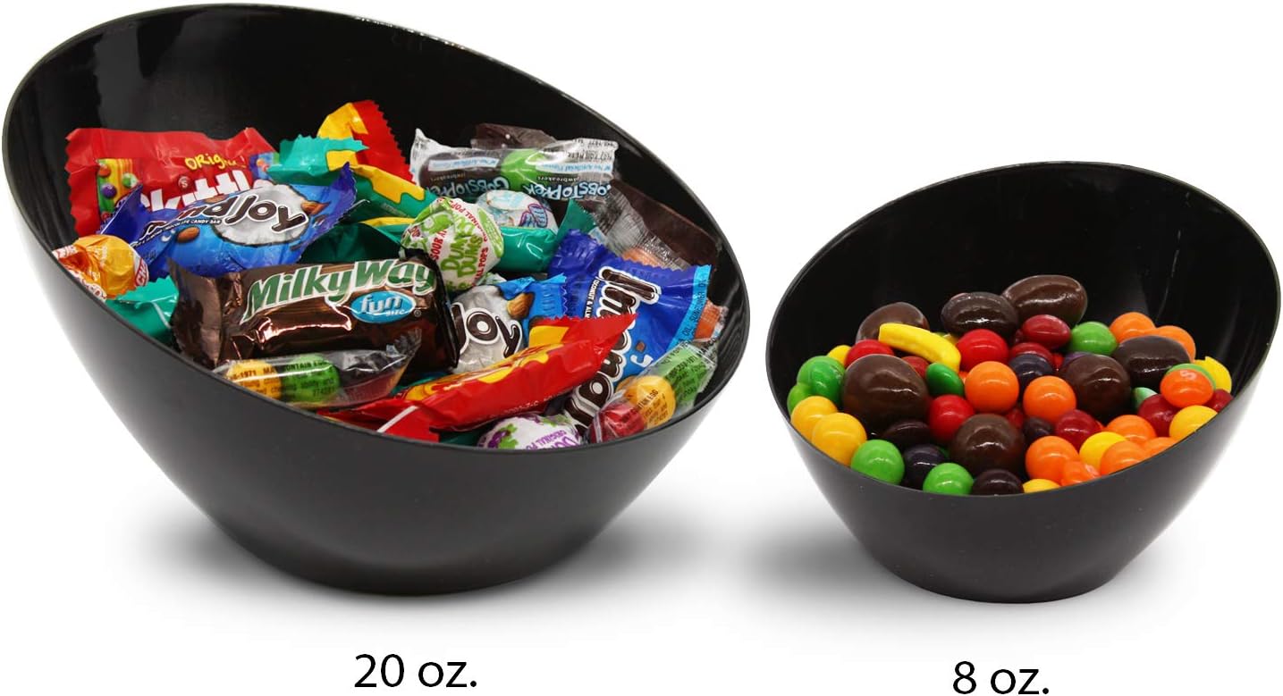 Party Essentials Disposable Hard Plastic Angle Bowl 20-Ounce Black Pack of 2