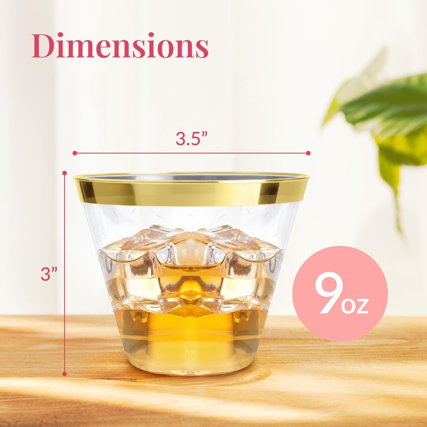 Prestee 100-Pack 9oz Gold Rimmed Plastic Cups
