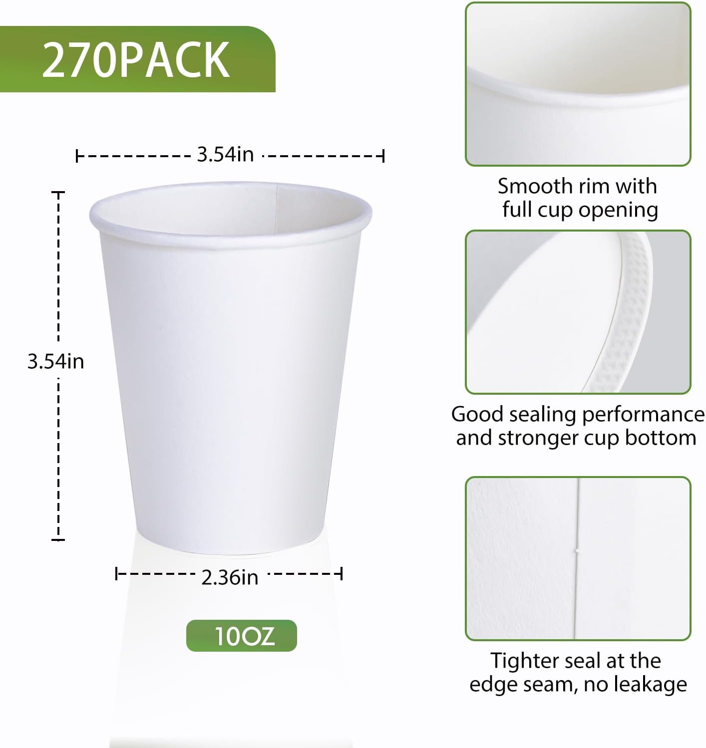 LITOPAK 270 Pack 10 oz Disposable Paper Coffee Cups