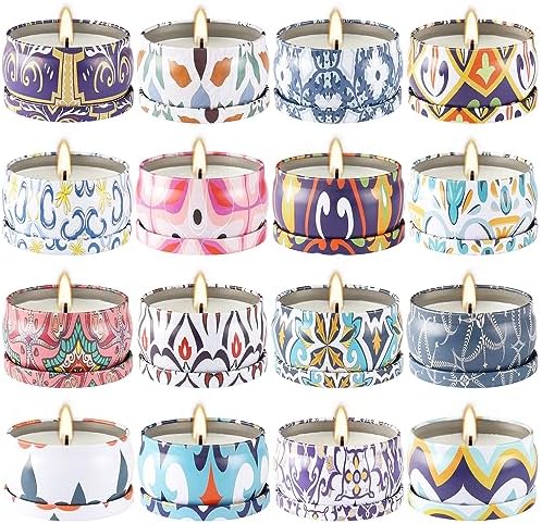 16 Pack Small Scented Candles Set 25 Oz Natural Soy Wax Aromatherapy Candles