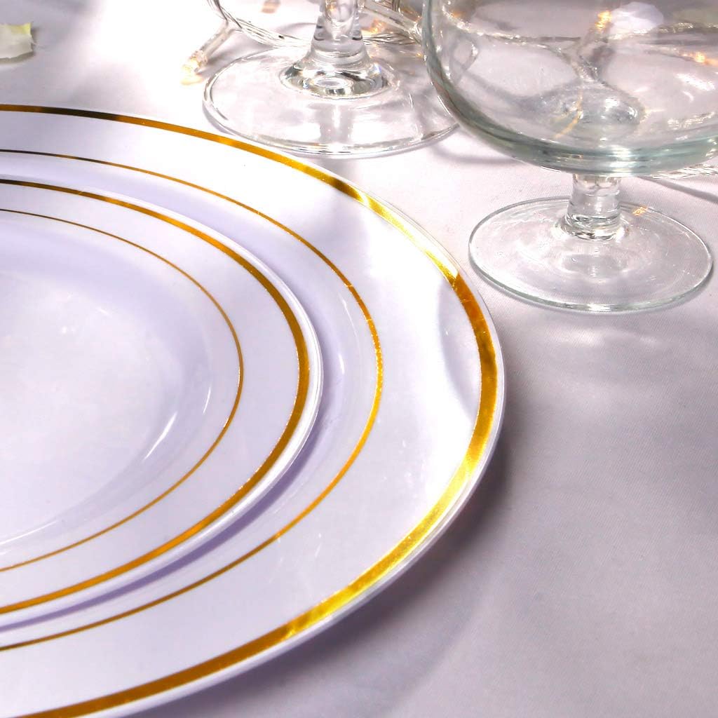 102 Piece Gold Plastic Plates Set Disposable Party Plates