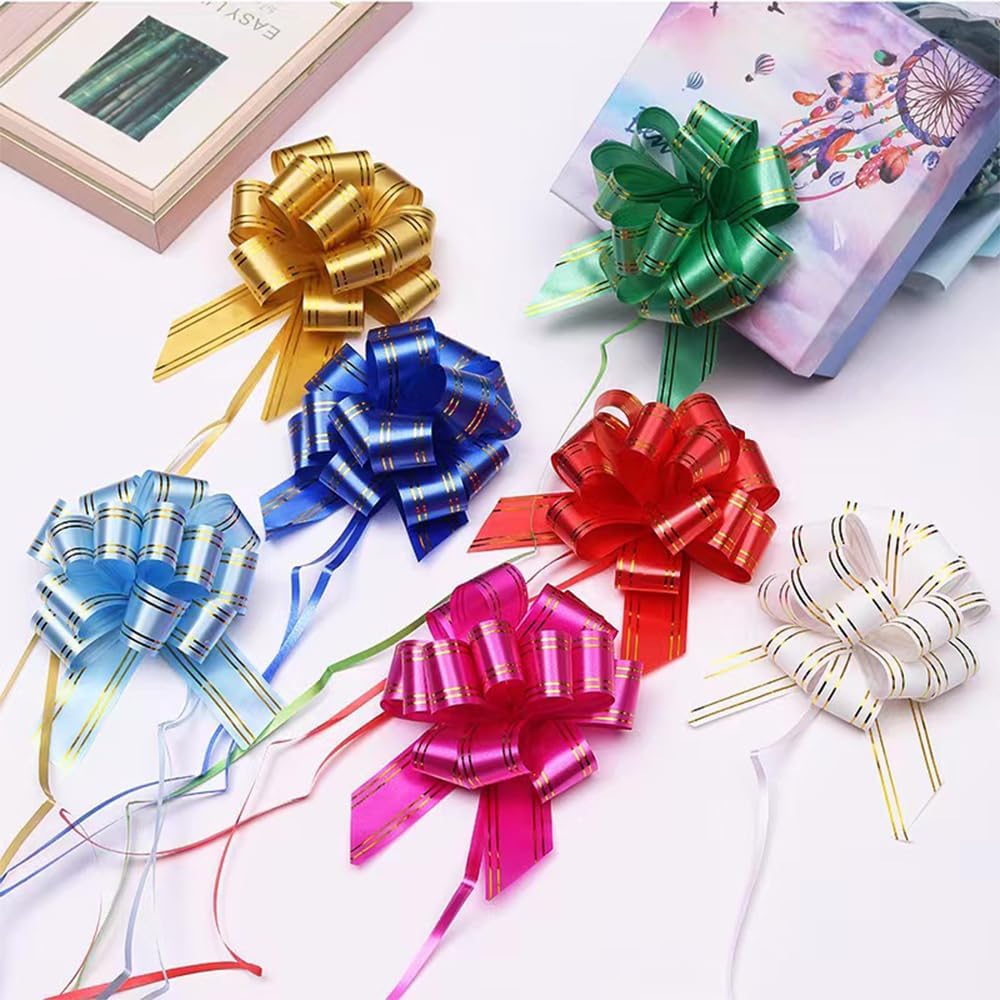 6 Inch Pull Bows for Gift Wrapping 6pcs Dark Blue