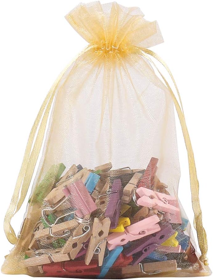 HRX Package 100pcs Gold Organza Gift Bags