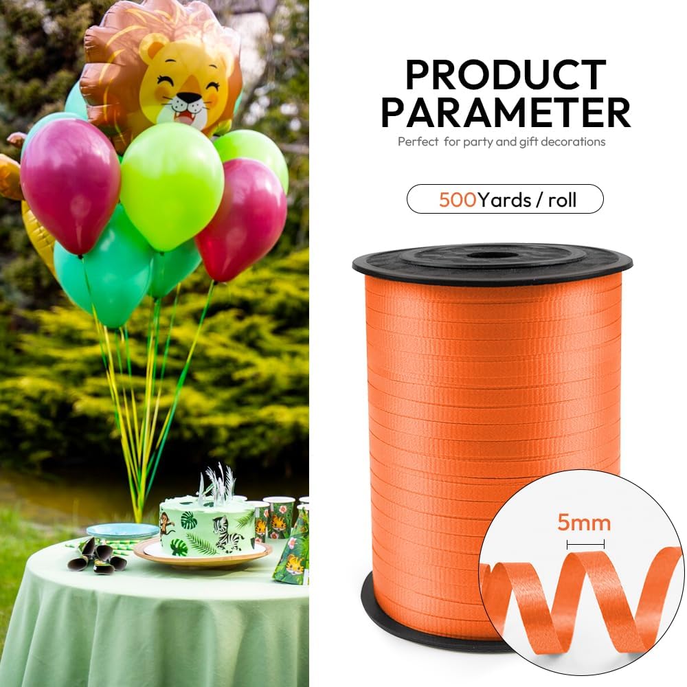 500 Yards Orange Crimped Curling Ribbon with Spool
