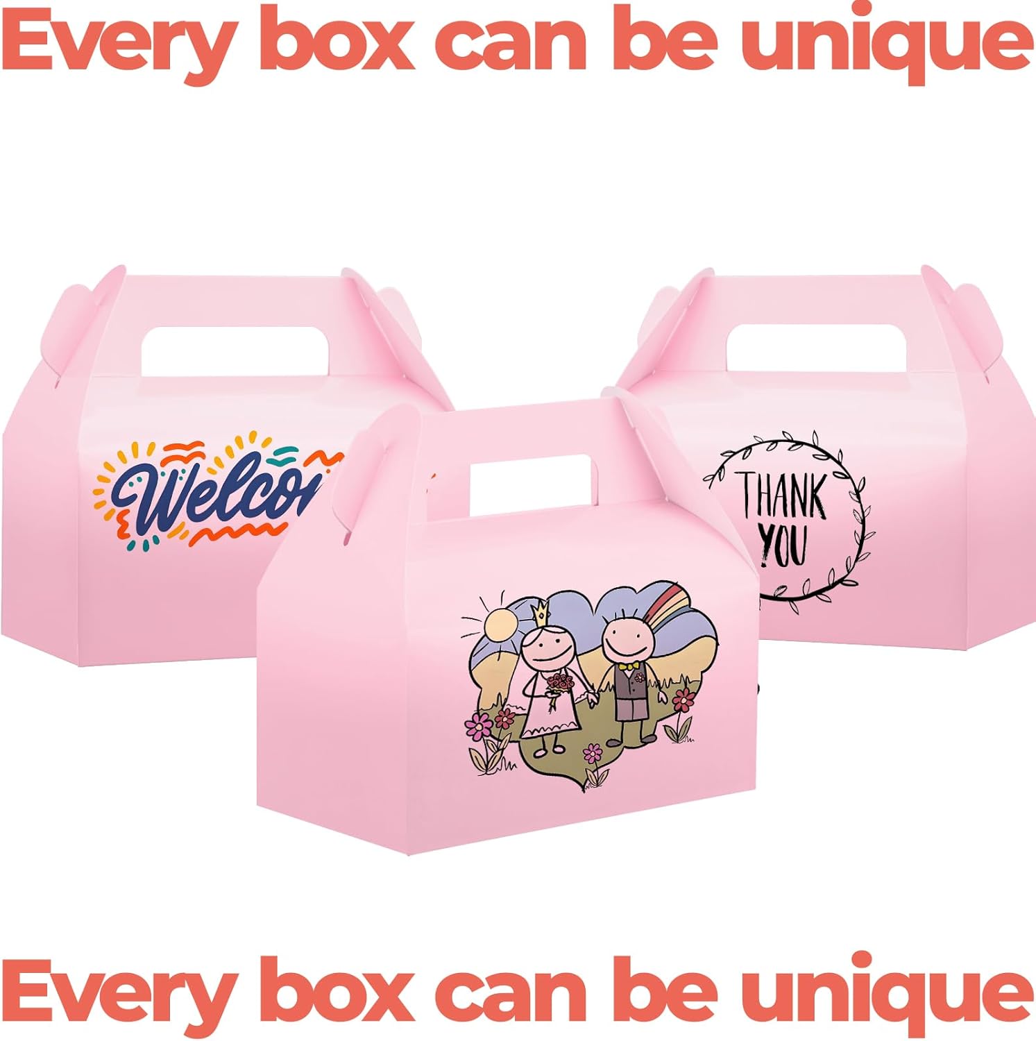 UnicoPak 30 Pack Pink Gable Treat Boxes