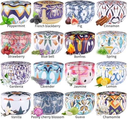 Yoroxrg Scented Soy Wax Travel Tin Candles - 16 Pack
