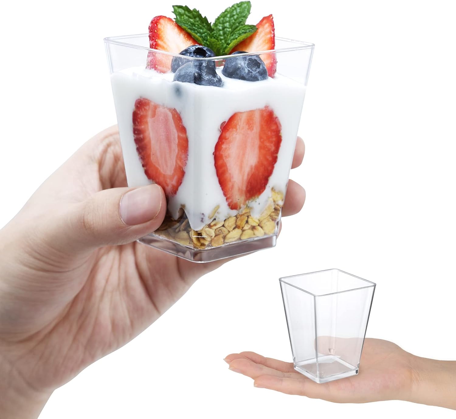 SHOPDAY 5 oz Plastic Dessert Cups 50 Pack with Spoons