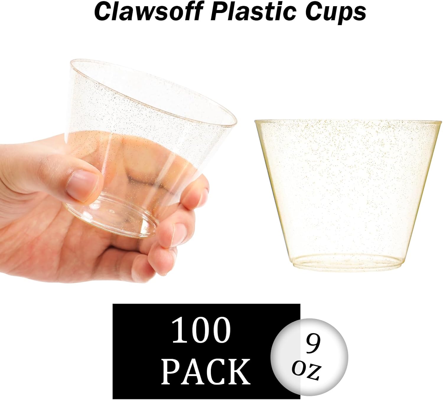 100 Count 9 Oz Gold Plastic Cups for Parties