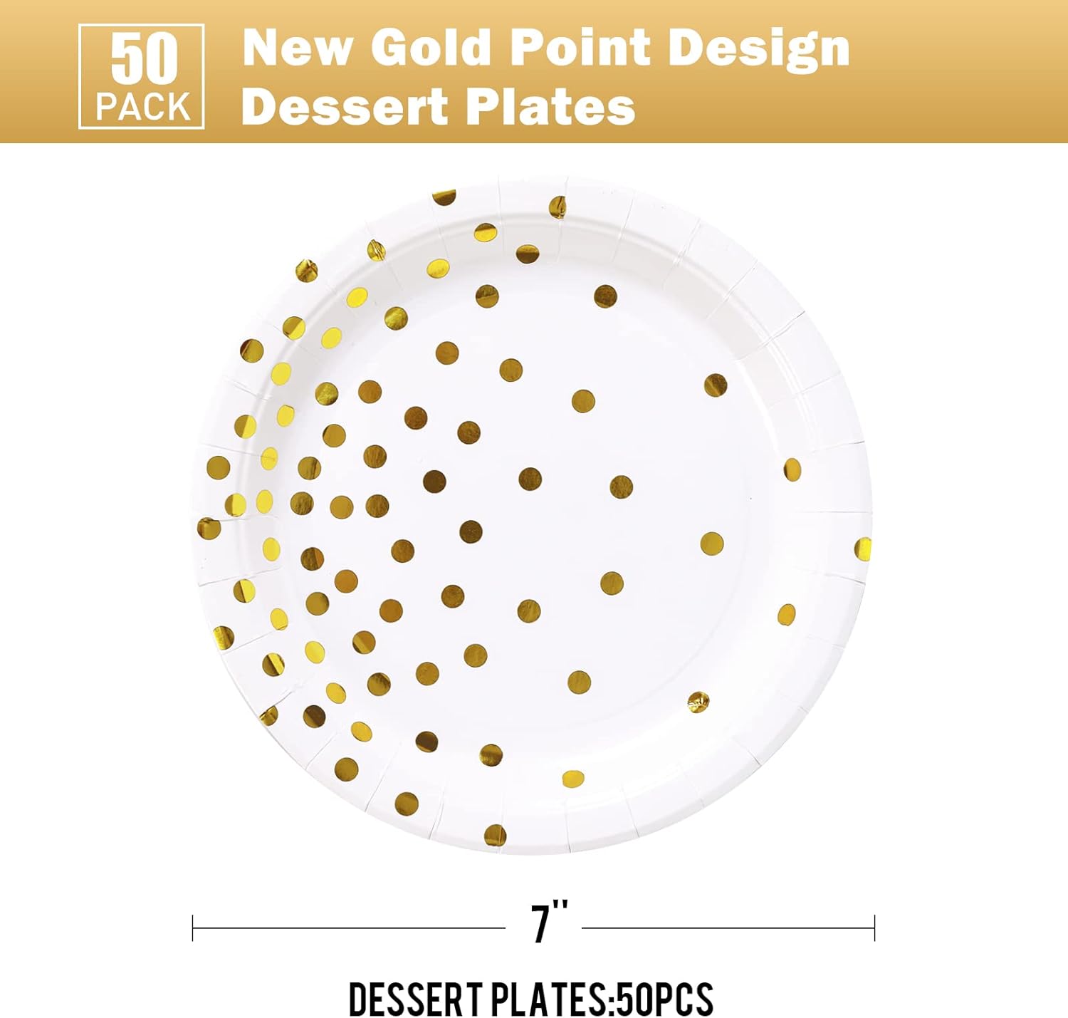 Gold Dot Paper Dessert Plates 50 Count Party Supplies