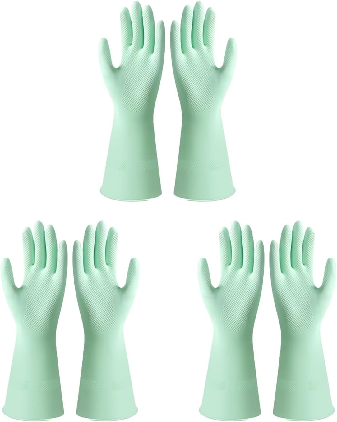 3 Pair Dishwashing Gloves Longer Thicker Rubber Gloves