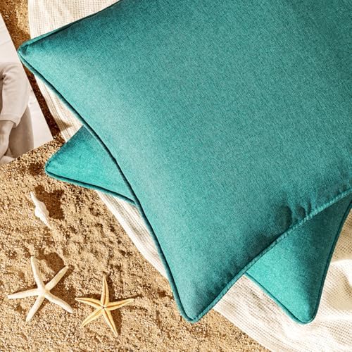 EMEMA 2 Pack Waterproof Outdoor Throw Pillow Covers 12x20 Inch Turquoise