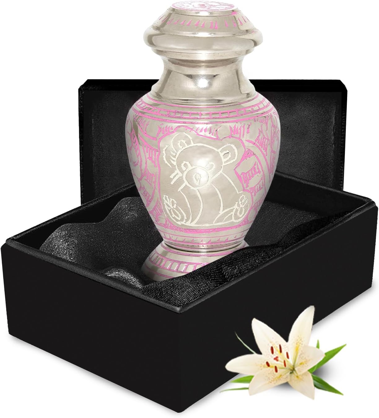 Baby Teddy Bear Urn for Ashes - Pink Small Urn for Children