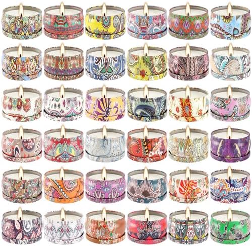 Scented Candles Gift Set of 36 25oz Travel Tins with Relaxing Scents
